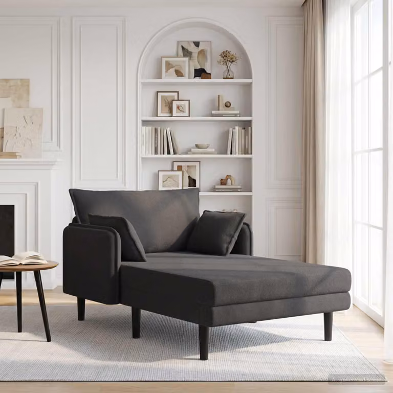 vidaXL Chaise longue oversize moderna in tessuto bouclé grigio con cuscini inclusi L/P/H: 173 x 114 x 86 cm
