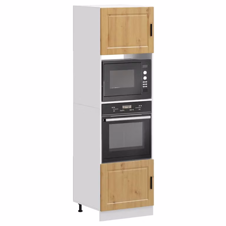 Set di 2 armadi per forno vidaXL in legno multistrato e MDF, colore marrone, design moderno con ante a battente