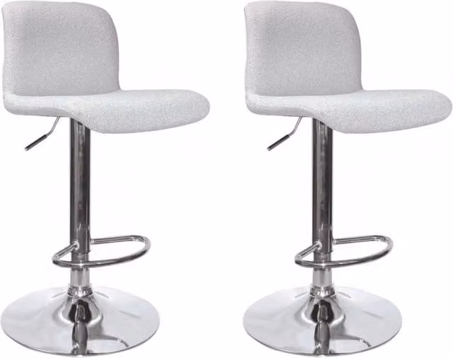 Set di 2 sgabelli da bar Rafael GIORDANOSHOP in tessuto grigio con struttura in metallo cromato, L/P/H: 41 x 46 x 86/107 cm