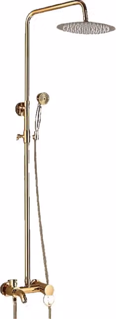 JANA Set doccia premium in acciaio inox oro lucido con doccia a pioggia e doccetta manuale