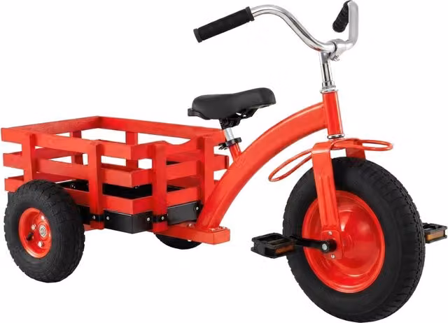 Triciclo per bambini con ruote in gomma gonfiabili e manubrio e sedile regolabili, giocattolo cavalcabile rosso per bambini dai 3 anni in su