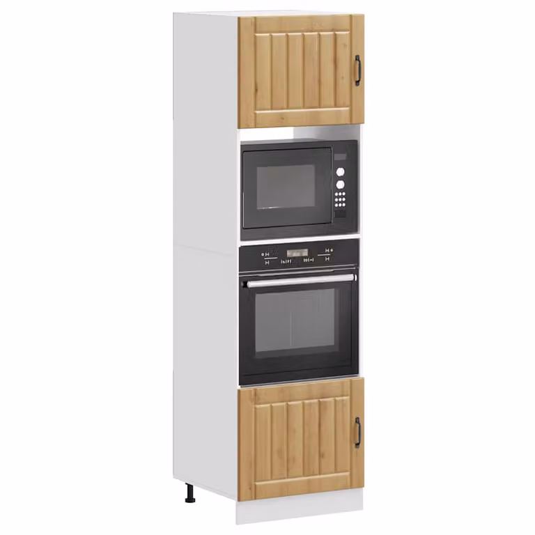 Set di 2 armadi per forno vidaXL in legno Rovere e Bianco per cucina moderna