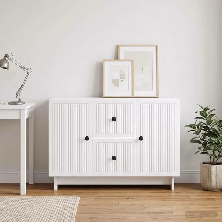 Credenza moderna vidaXL in legno ingegnerizzato bianco lucido L 89 x P 34,5 x H 60 cm