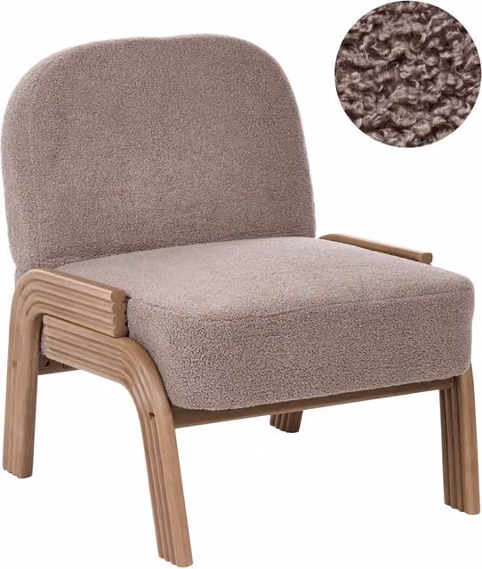 Poltrona decorativa BELIANI in tessuto bouclé beige con struttura in legno massello per salotto o camera da letto