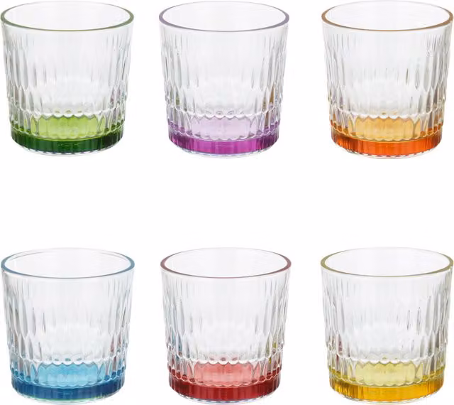 Set di 6 bicchieri da acqua in vetro con fondo colorato Rain Pasabahce multicolore
