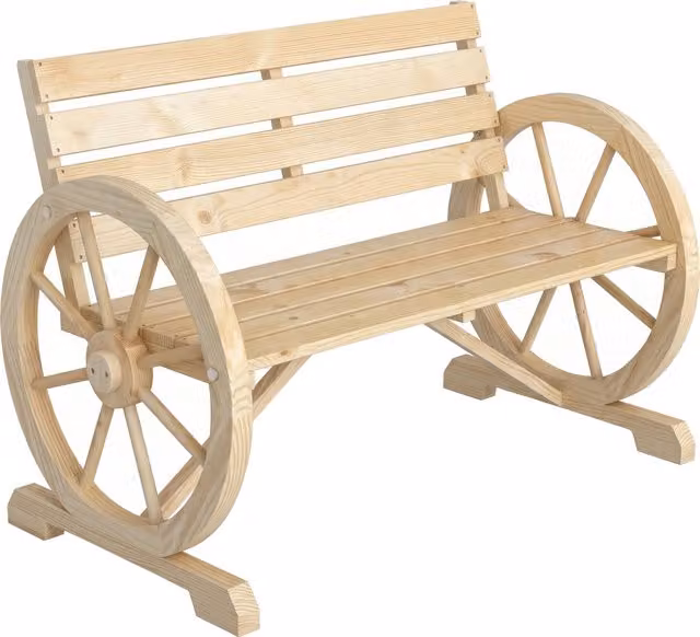Outsunny Panchina da Giardino a 2 Posti con Braccioli in Legno di Abete Stile Country, L: 105.5 cm, P: 56 cm, H: 79 cm, Colore Legno
