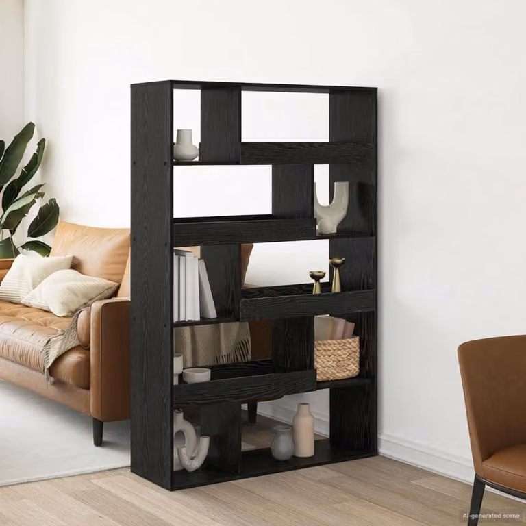 Scaffale per libri vidaXL in legno ingegnerizzato MDF nero opaco L: 100 cm, P: 33 cm, H: 156,5 cm