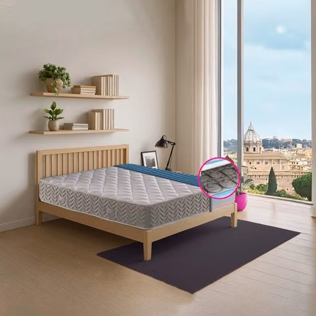 Materasso a molla singolo ortopedico Geemma modello MASSAGE.21 con tecnologia massaggiante, lato rigido e semirigido, tessuto anallergico e regolazione della temperatura, colore bianco, L/P/H: 95 x 195 x 21 cm