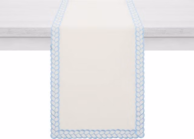 Runner da tavola KASANOVA bianco e blu L: 150 cm, P: 50 cm