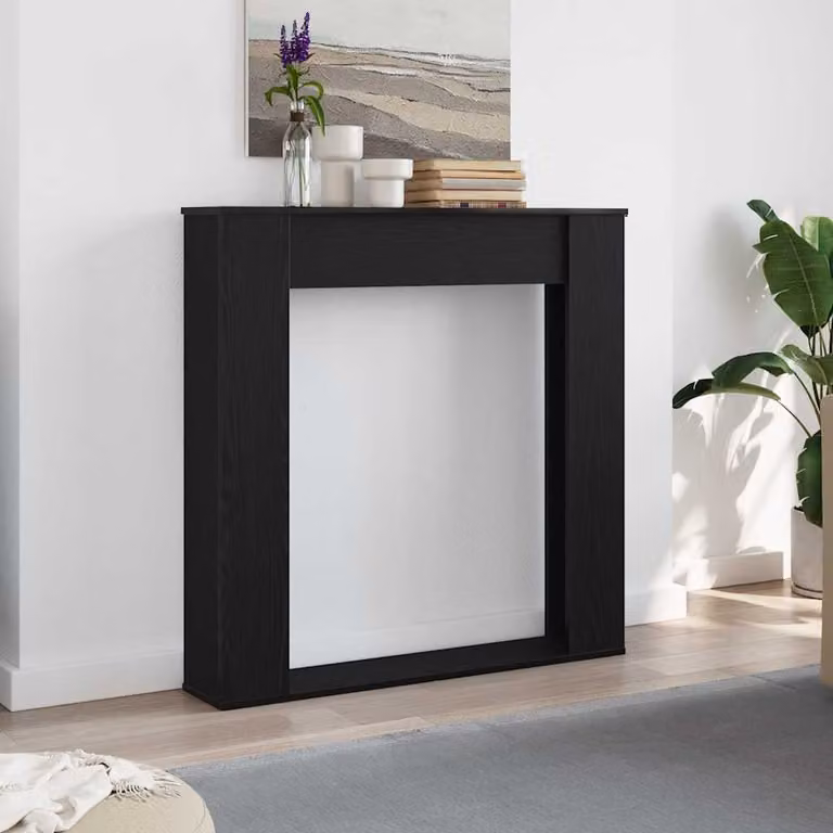Cornice per Camino vidaXL in Rovere Nero, L: 100 cm, P: 20 cm, H: 100 cm
