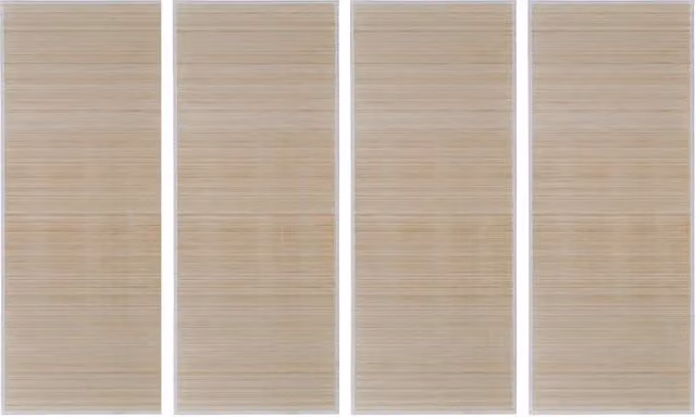 Set di 4 Tappeti Rettangolari in Bambù e Polipropilene Beige Design Moderno L: 120 cm x P: 180 cm