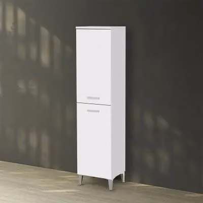 Colonna bagno a terra Martha bianca con due ante e ripiani interni H: 154 cm, L: 35 cm, P: 34 cm