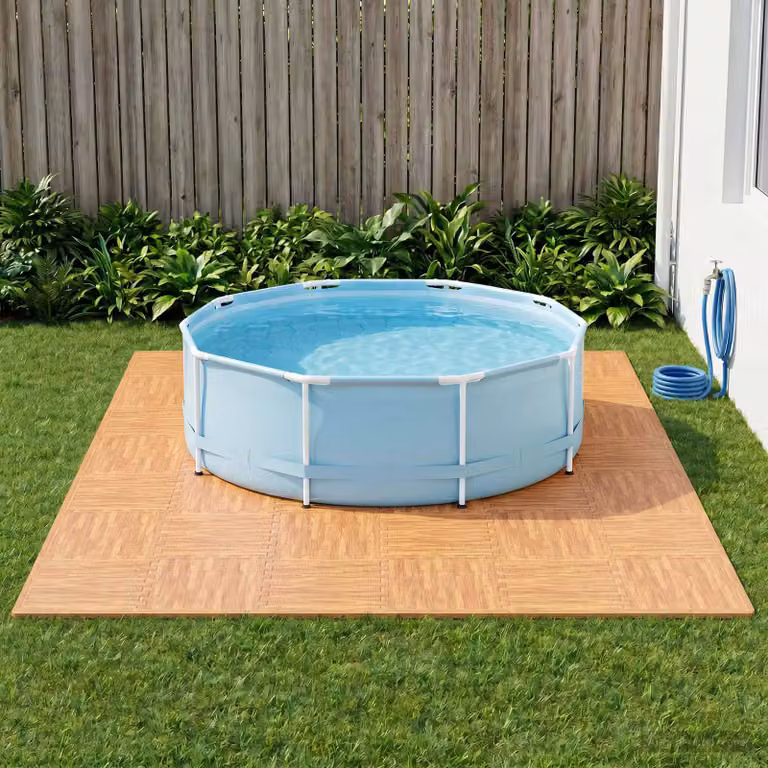 vidaXL Tappetino per piscina in schiuma EVA effetto legno marrone, set da 50 pezzi, 18 m²