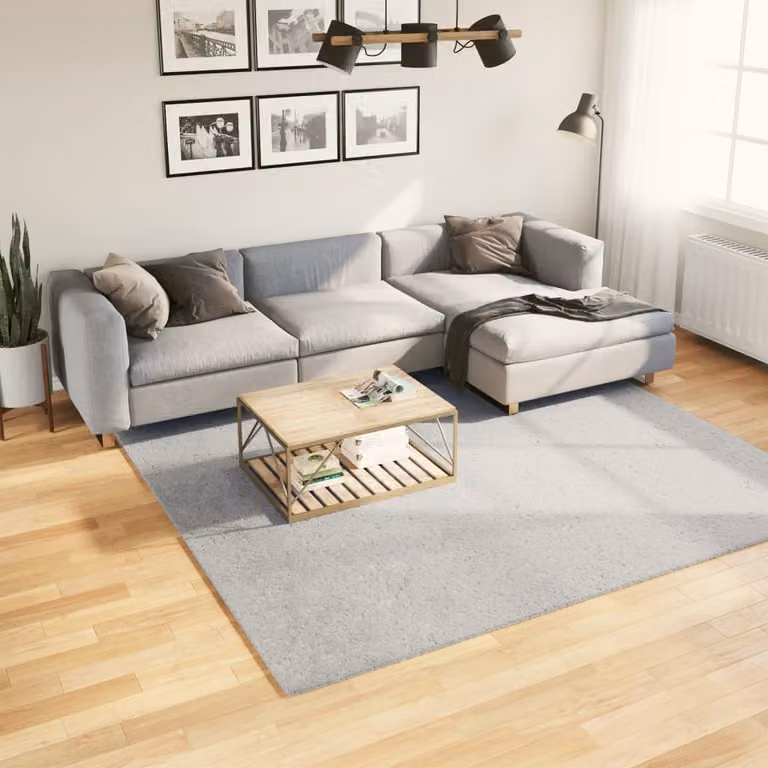Tappeto a pelo corto vidaXL HUARTE Grigio, Lavabile e Antiscivolo, 240 x 240 cm
