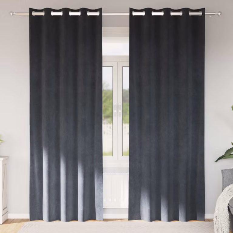 Set di 2 tende oscuranti in velluto vidaXL, Grigio, L: 140 cm x H: 225 cm