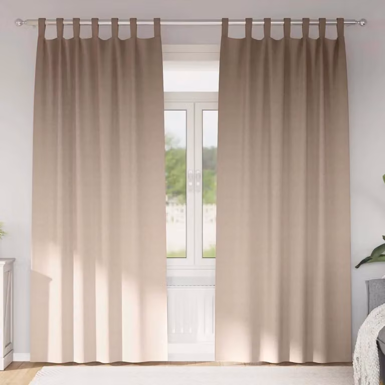 Set di 2 tende blackout vidaXL con anelli in poliestere, colore beige/grigio, H: 225 cm x L: 140 cm