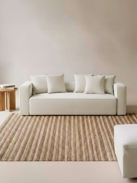 Tappeto Lineal Kenay Home a righe in juta, moderno, rettangolare, grigio e beige, L: 160 cm, P: 230 cm