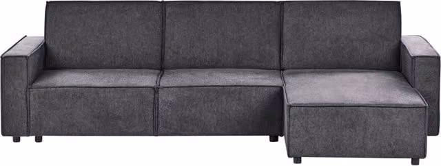 Divano letto angolare Beliani in tessuto grigio con funzione click-clack a forma di L con lato sinistro L/P/H: 290 x 173 x 86 cm
