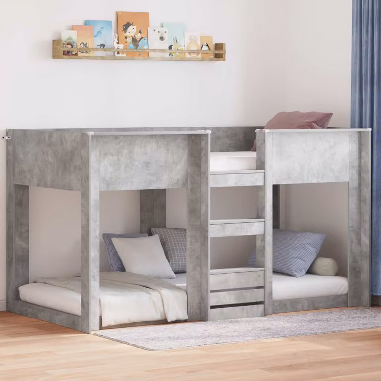 Letto a castello per bambini vidaXL in legno grigio, L/P/H: 200 x 90 x 158,5 cm
