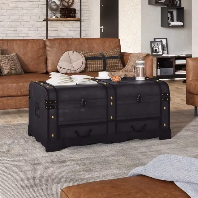 Baule del Tesoro in Legno Vintage Nero vidaXL