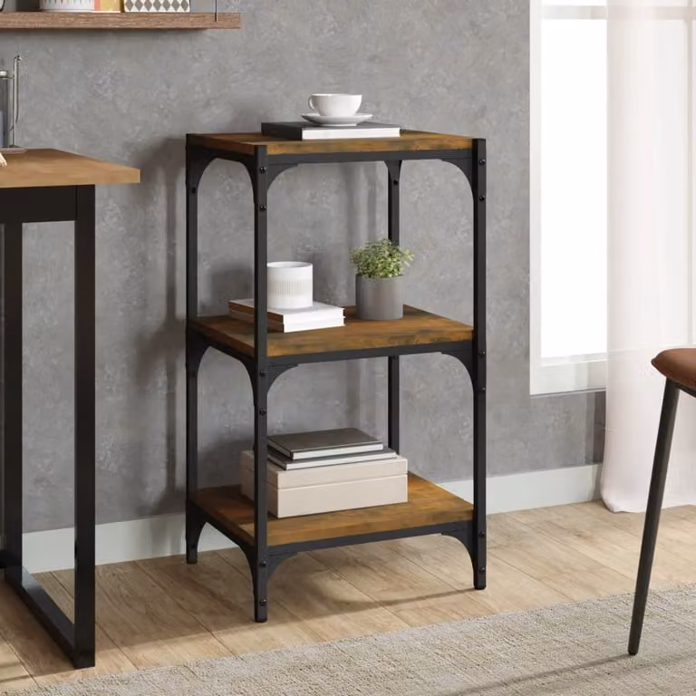 Libreria vidaXL in stile industriale in legno rovere fumo e acciaio, L 40 cm, P 33 cm, H 70,5 cm
