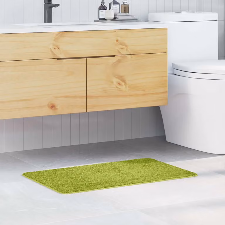 Tappetino da bagno antiscivolo vidaXL Verde, L 50 cm x P 80 cm, in poliestere lavabile in lavatrice