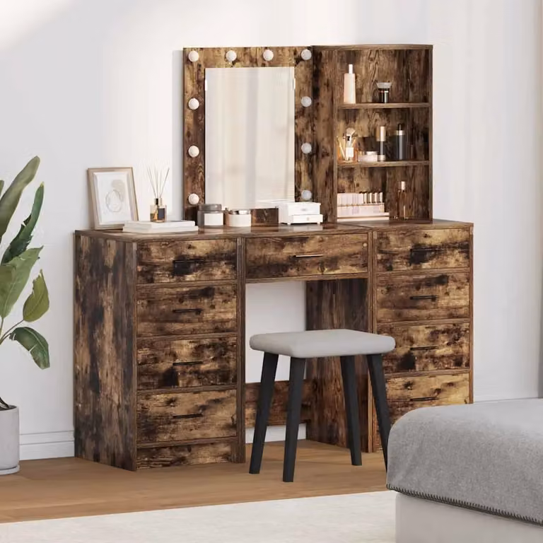 vidaXL Tavolo da Trucco Moderno in MDF Marrone L 41 cm, P 40 cm, H 135 cm