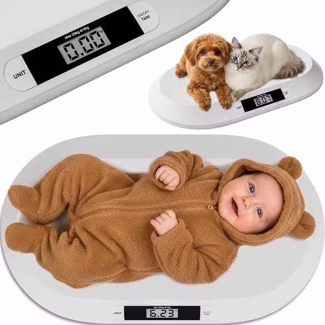 Bilancia digitale per neonati Monzana bianca con funzione tara e display digitale fino a 20 kg
