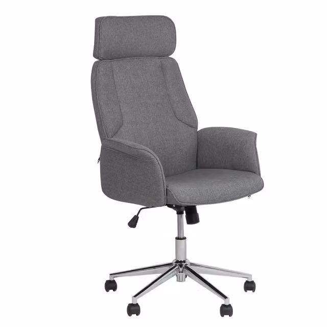Sedia da ufficio ergonomica BELIANI in tessuto grigio con poggiatesta, braccioli e ruote girevoli 360 L: 52.5 cm, P: 72 cm, H: 126 cm