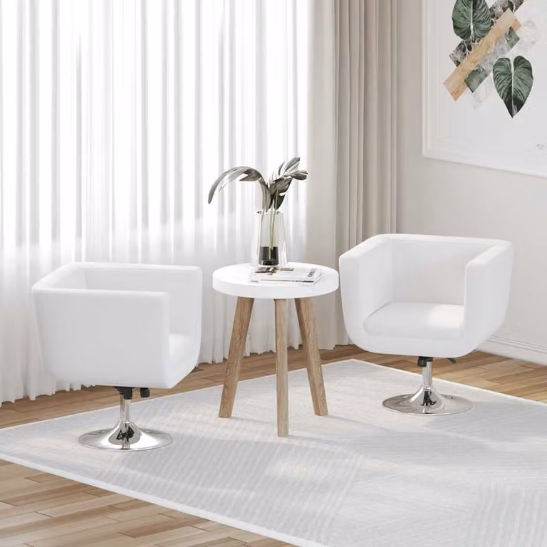 Set di 2 sedie da bar vidaXL bianche in similpelle con base girevole e struttura in metallo