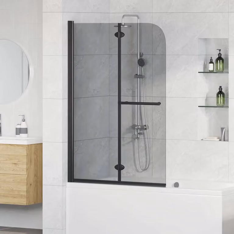 vidaXL Involucro Doccia Angolare Pieghevole in Vetro Trasparente e Alluminio Nero L: 140 cm, P: 95 cm