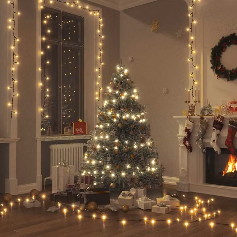 vidaXL Stringa di Luci con 2000 LED Bianco Caldo per Interni ed Esterni IP44