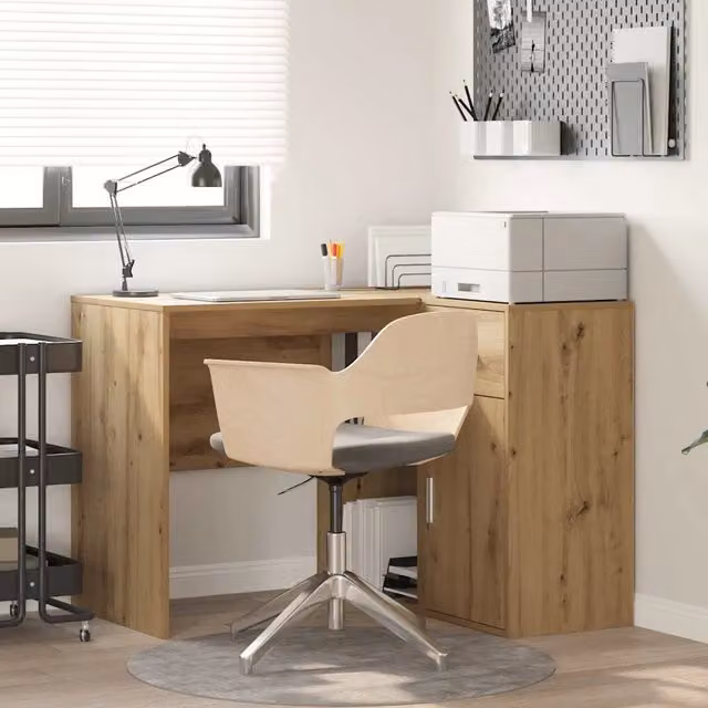 Scrivania ad angolo moderna vidaXL in legno color rovere marrone L: 102 cm, P: 88 cm, H: 75 cm
