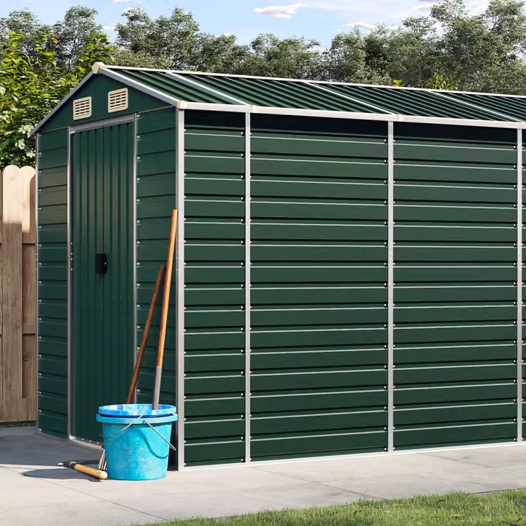 Capanno da Giardino vidaXL in Acciaio Zincato Verde L: 191 cm, P: 555 cm, H: 198 cm