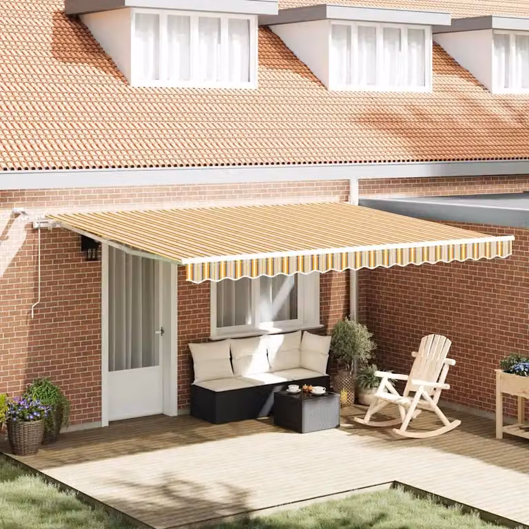 Tenda retrattile vidaXL multicolore in poliestere con telecomando, L: 450 cm, P: 300 cm