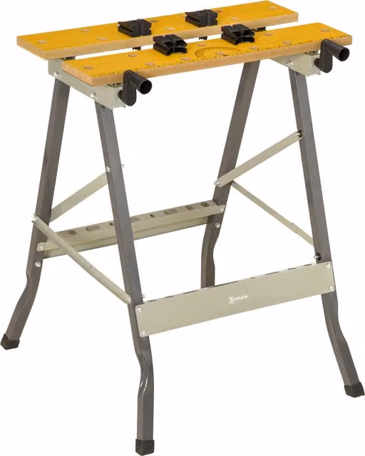 DURHAND Banco da lavoro pieghevole con 4 morsetti, carico 100 kg, grigio, L: 62,5 cm, P: 60,5 cm, H: 78,5 cm