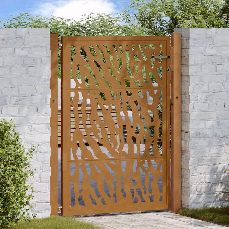 Cancello da giardino singolo vidaXL in acciaio corten marrone L: 150 cm, H: 110 cm