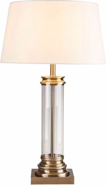 Lampada da scrivania SEARCHLIGHT regolabile in ottone e vetro trasparente con attacco E27
