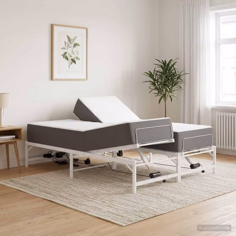 vidaXL Telaio Letto Elettrico Motorizzato in Metallo Bianco L: 120 cm, P: 200 cm
