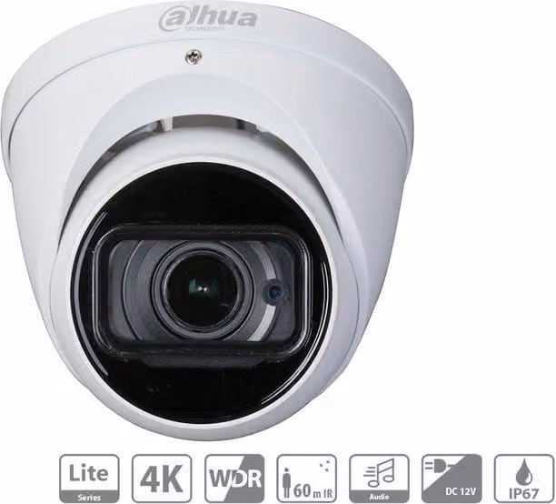 Telecamera Analogica Dome Dahua DH-HAC-HDW1801T-Z 4K 8MP con Ottica Varifocale Motorizzata 2.7-13.5mm, Colore Bianco, Certificazione IP67