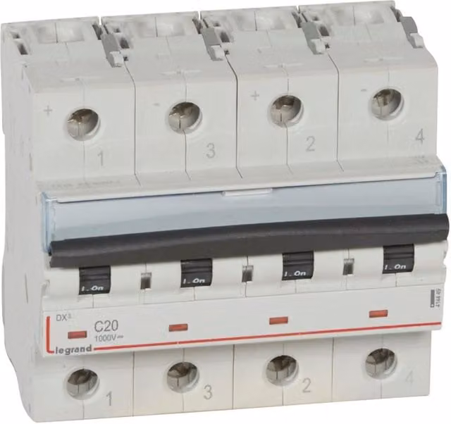 Interruttore magnetotermico Legrand 2P 20A 1000VDC bianco
