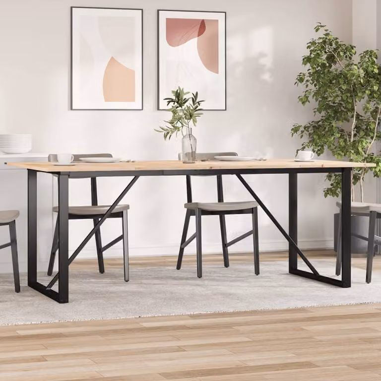 vidaXL Tavolo da Pranzo Rettangolare in Legno di Pino e Acciaio, Stile Rustico, Marrone, L: 200 cm, P: 100 cm, H: 75 cm