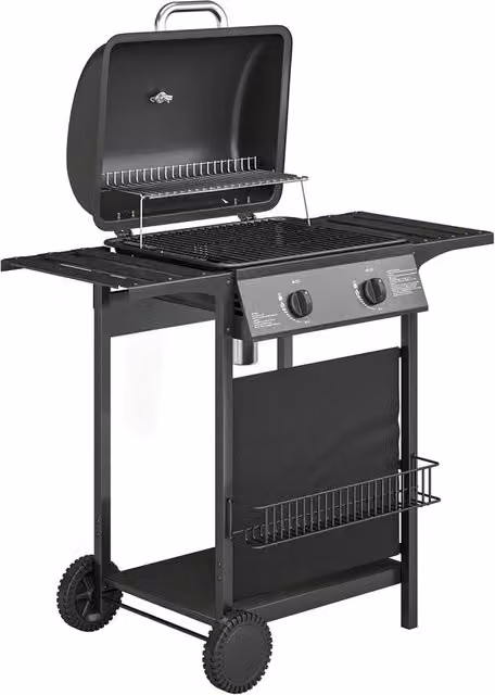 Barbecue a Gas GIORDANOSHOP in Acciaio e Metallo Nero con Ruote e Termometro L/P/H: 99 x 56 x 95 cm
