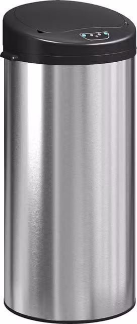 Pattumiera da cucina automatica HOMCOM con sensore in acciaio inox, coperchio soft close, 30 L, argento, L 32 cm x P 30 cm x H 68 cm