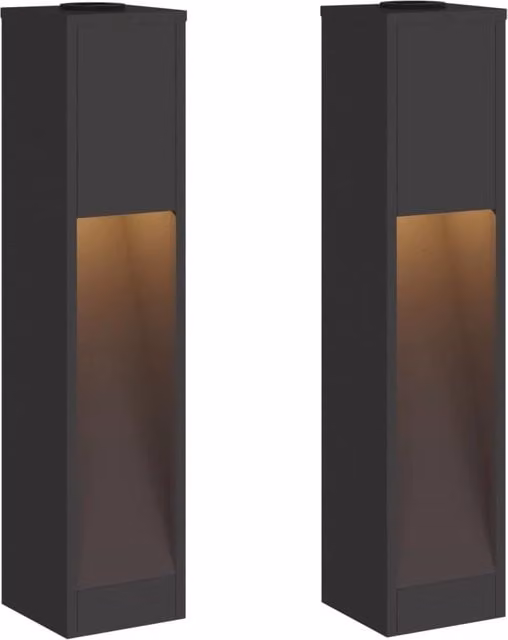 Set di 2 lampade solari a LED autoportanti per vialetti e giardino in metallo nero con luce up/down, L/P/H: 18 x 18 x 80 cm