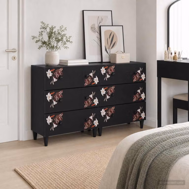 Set di 2 armadi da stoccaggio vidaXL in legno di mango con ante e cassetti, design moderno e finitura lucida, multicolore, L 120 x P 33 x H 75 cm