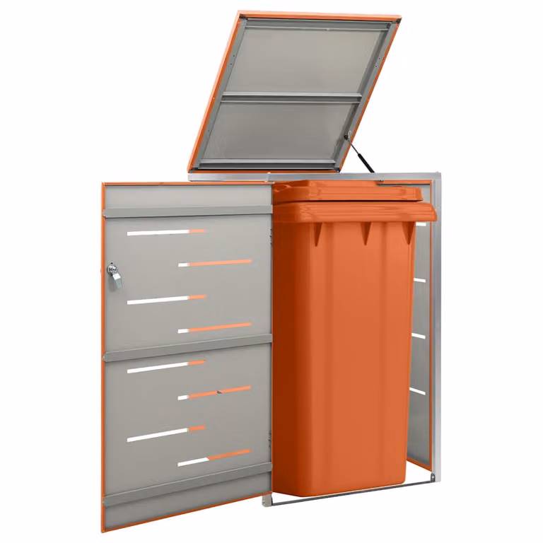 Copribidone Singolo vidaXL in Acciaio Inox con Coperchio a Ribalta, Colore Antracite o Arancione, L: 69 cm, P: 77,5 cm, H: 115 cm