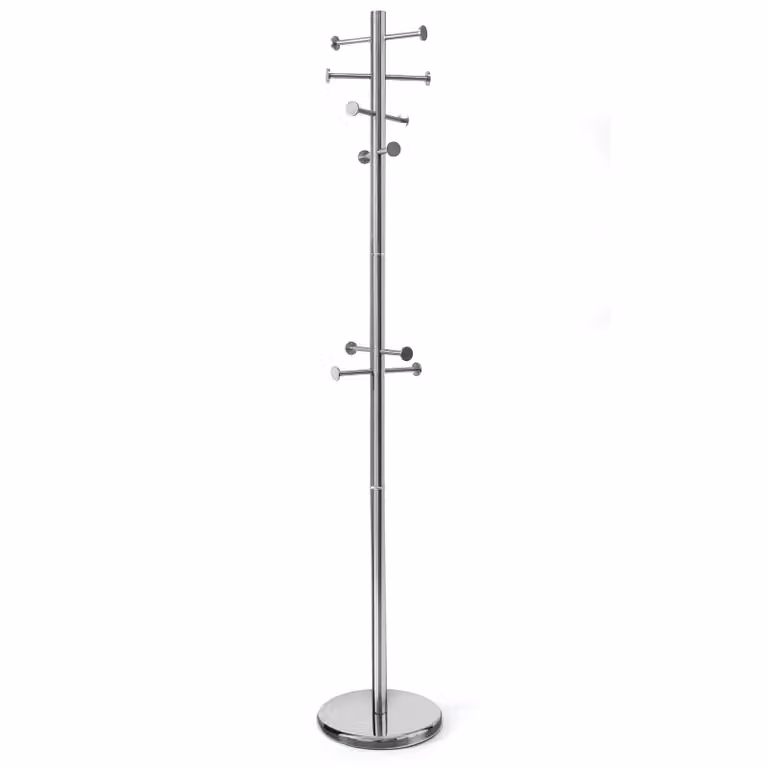 VESTIAMO CASA Appendiabiti da terra moderno in metallo argento con 12 ganci, Altezza: 176 cm