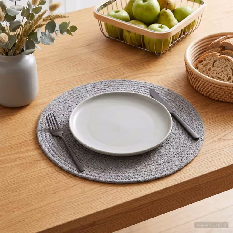 Set di 6 sottobicchieri rotondi vidaXL in juta grigia stile rustico
