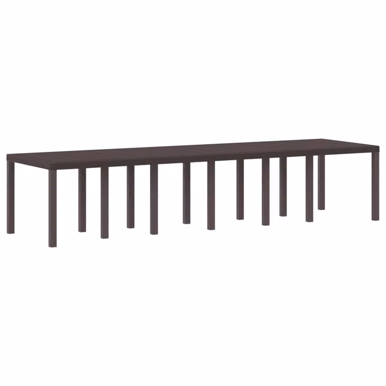 Tavolo da giardino rettangolare vidaXL in polyrattan marrone L: 350 cm, P: 100 cm, H: 74 cm